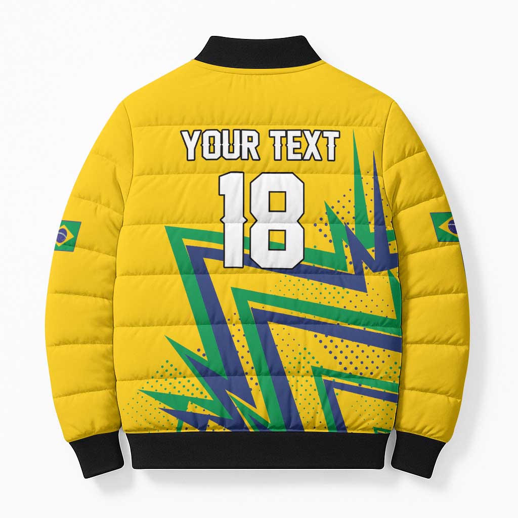 Custom Brazil Football Spirit Bomber Puffer Jacket Selecao Canarinho Sporty Style - Wonder Print Shop