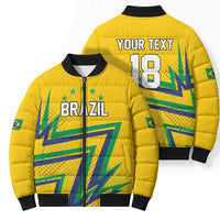 Custom Brazil Football Spirit Bomber Puffer Jacket Selecao Canarinho Sporty Style - Wonder Print Shop