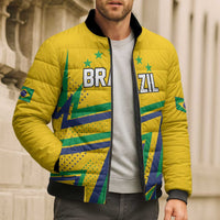 Custom Brazil Football Spirit Bomber Puffer Jacket Selecao Canarinho Sporty Style - Wonder Print Shop