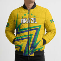 Custom Brazil Football Spirit Bomber Puffer Jacket Selecao Canarinho Sporty Style - Wonder Print Shop