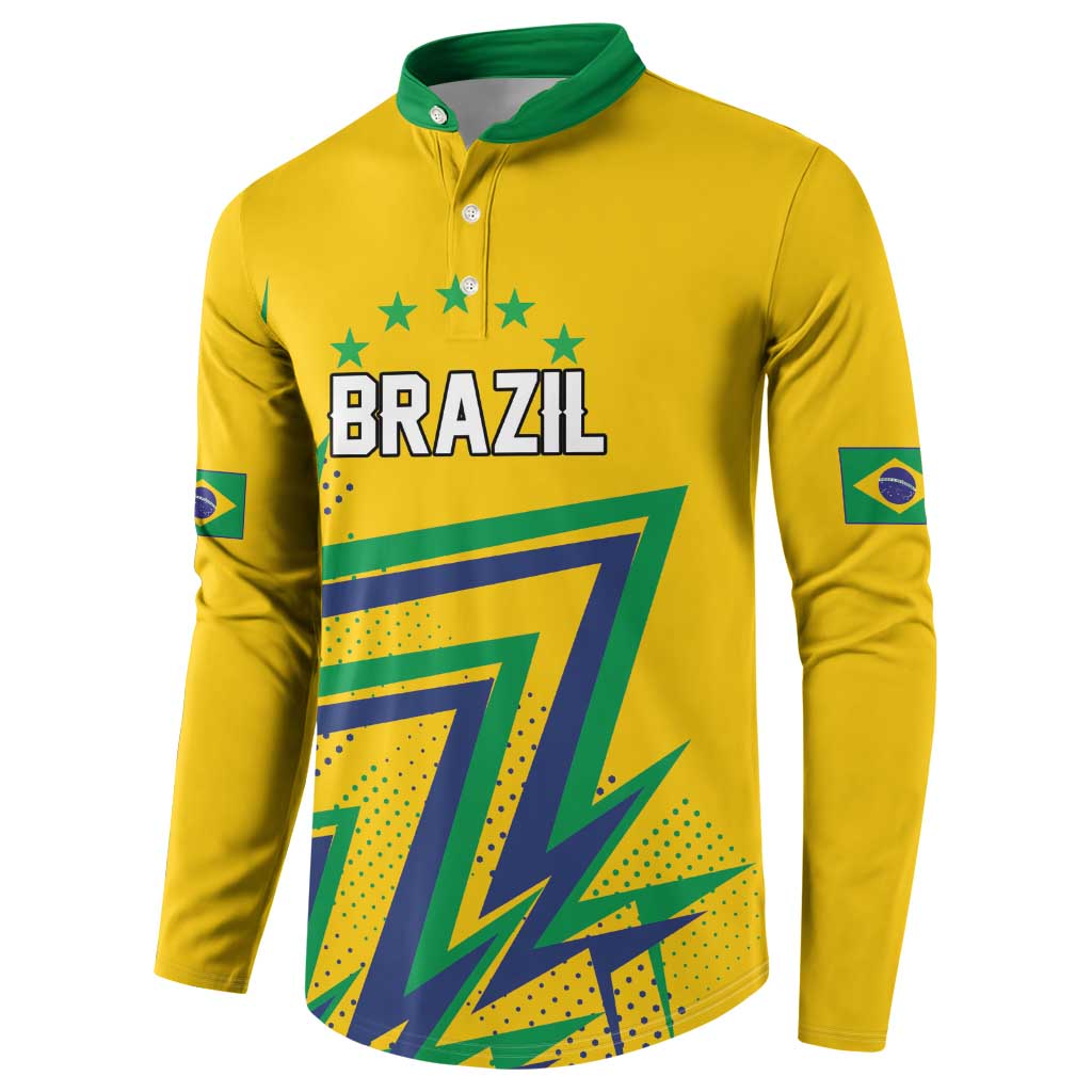 Custom Brazil Football Spirit Button Sweatshirt Selecao Canarinho Sporty Style - Wonder Print Shop