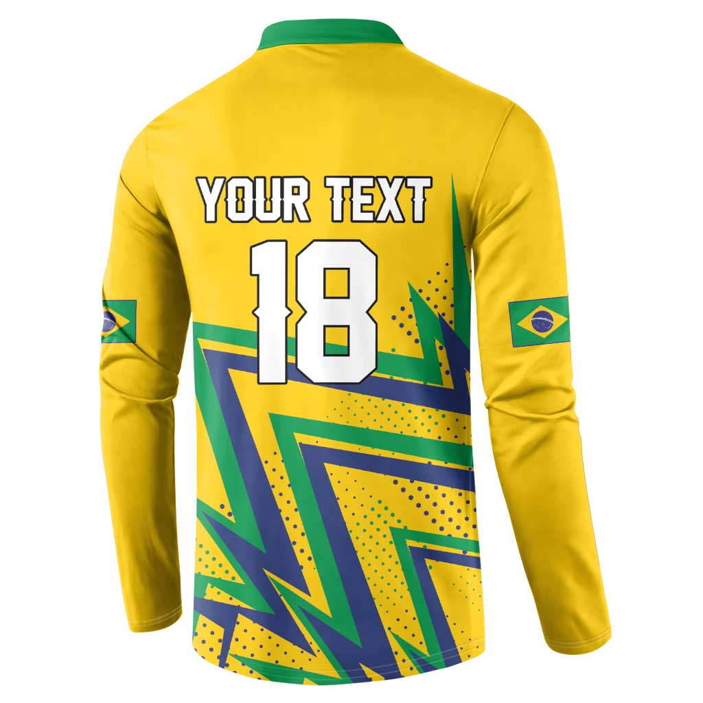 Custom Brazil Football Spirit Button Sweatshirt Selecao Canarinho Sporty Style - Wonder Print Shop