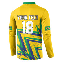 Custom Brazil Football Spirit Button Sweatshirt Selecao Canarinho Sporty Style - Wonder Print Shop