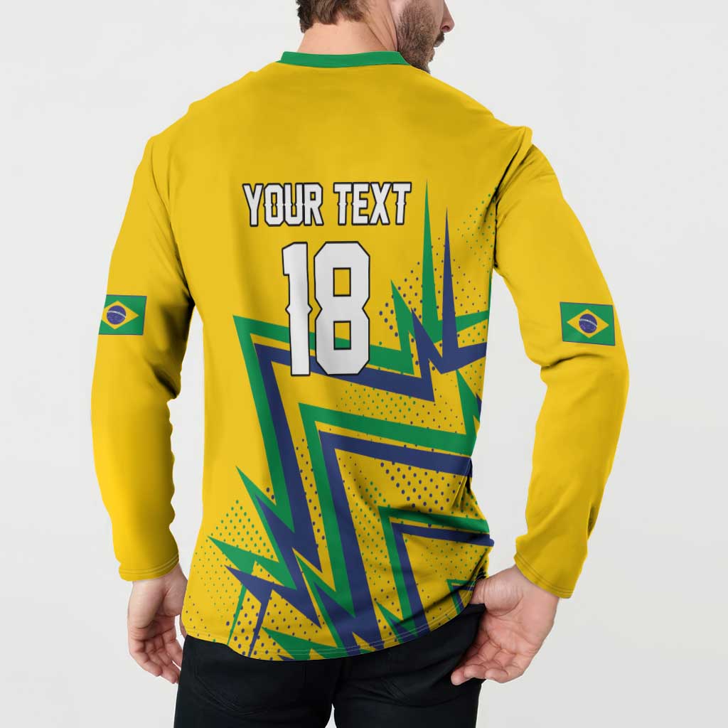 Custom Brazil Football Spirit Button Sweatshirt Selecao Canarinho Sporty Style - Wonder Print Shop