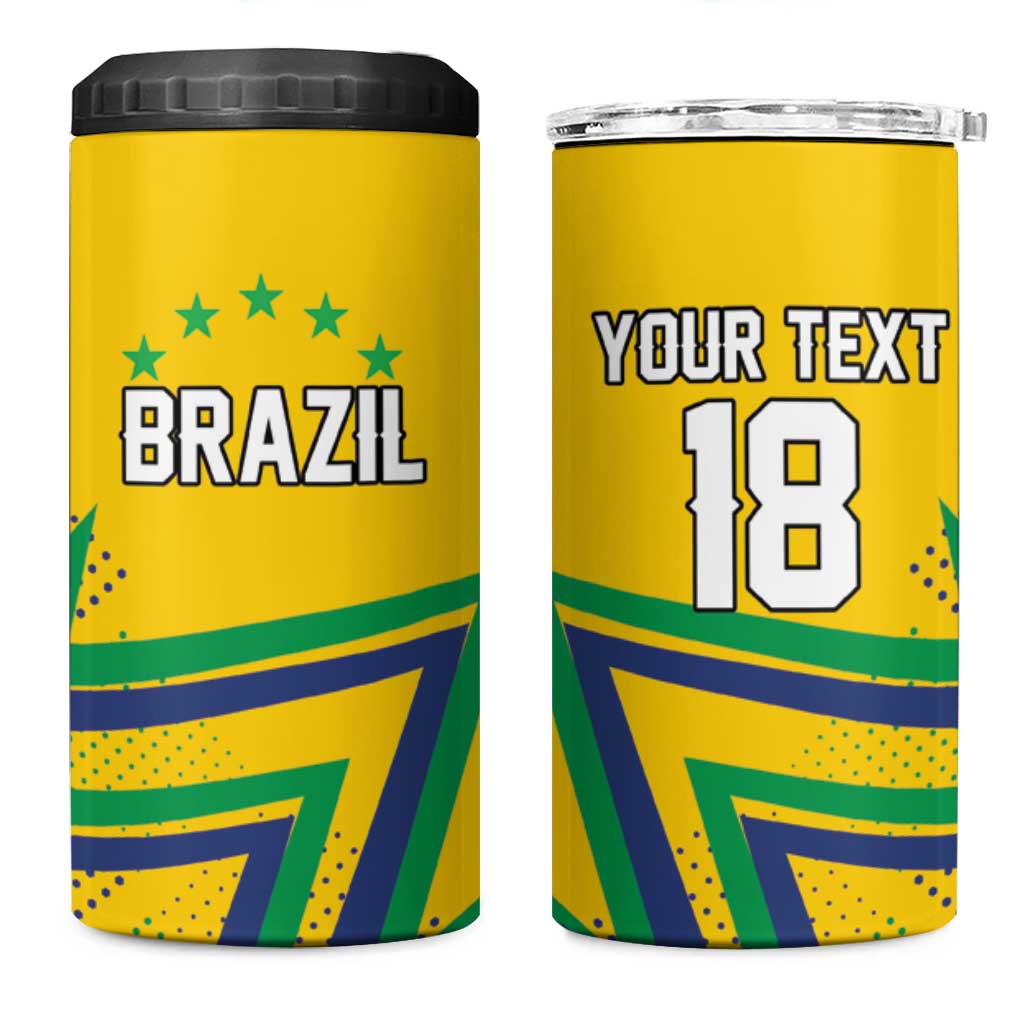 Custom Brazil Football Spirit 4 in 1 Can Cooler Tumbler Selecao Canarinho Sporty Style - Wonder Print Shop