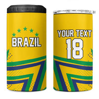 Custom Brazil Football Spirit 4 in 1 Can Cooler Tumbler Selecao Canarinho Sporty Style - Wonder Print Shop