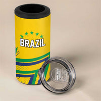 Custom Brazil Football Spirit 4 in 1 Can Cooler Tumbler Selecao Canarinho Sporty Style - Wonder Print Shop
