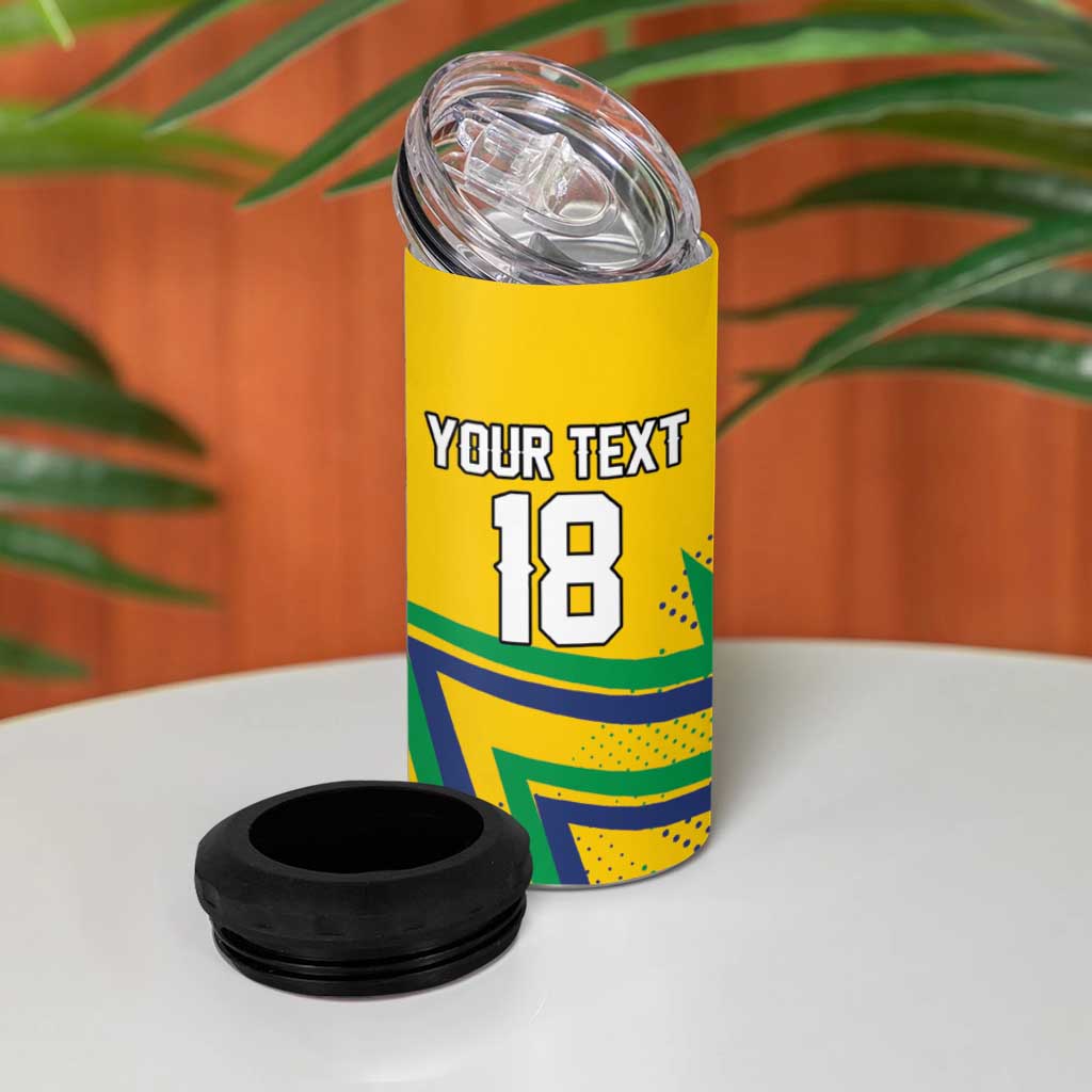 Custom Brazil Football Spirit 4 in 1 Can Cooler Tumbler Selecao Canarinho Sporty Style - Wonder Print Shop