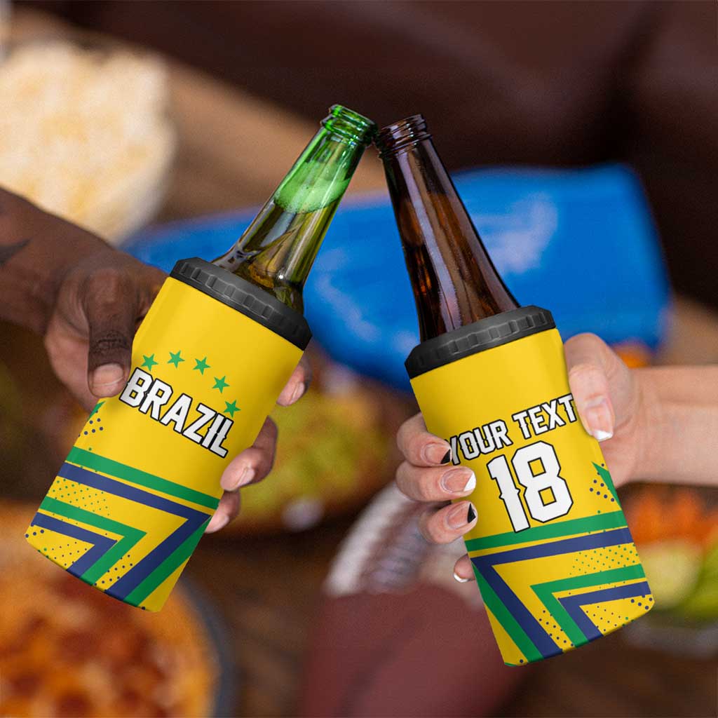 Custom Brazil Football Spirit 4 in 1 Can Cooler Tumbler Selecao Canarinho Sporty Style - Wonder Print Shop