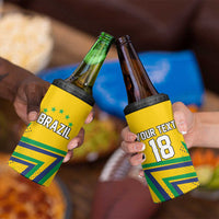 Custom Brazil Football Spirit 4 in 1 Can Cooler Tumbler Selecao Canarinho Sporty Style - Wonder Print Shop