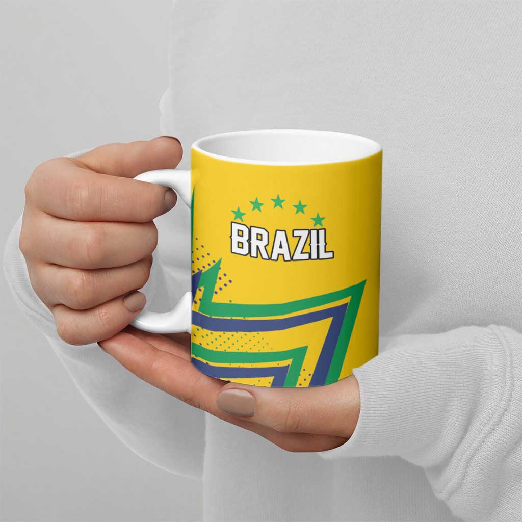 Custom Brazil Football Spirit Ceramic Mug Selecao Canarinho Sporty Style - Wonder Print Shop