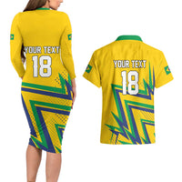 Custom Brazil Football Spirit Couples Matching Long Sleeve Bodycon Dress and Hawaiian Shirt Selecao Canarinho Sporty Style - Wonder Print Shop