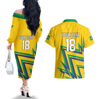Custom Brazil Football Spirit Couples Matching Off The Shoulder Long Sleeve Dress and Hawaiian Shirt Selecao Canarinho Sporty Style - Wonder Print Shop