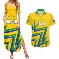 Custom Brazil Football Spirit Couples Matching Summer Maxi Dress and Hawaiian Shirt Selecao Canarinho Sporty Style - Wonder Print Shop