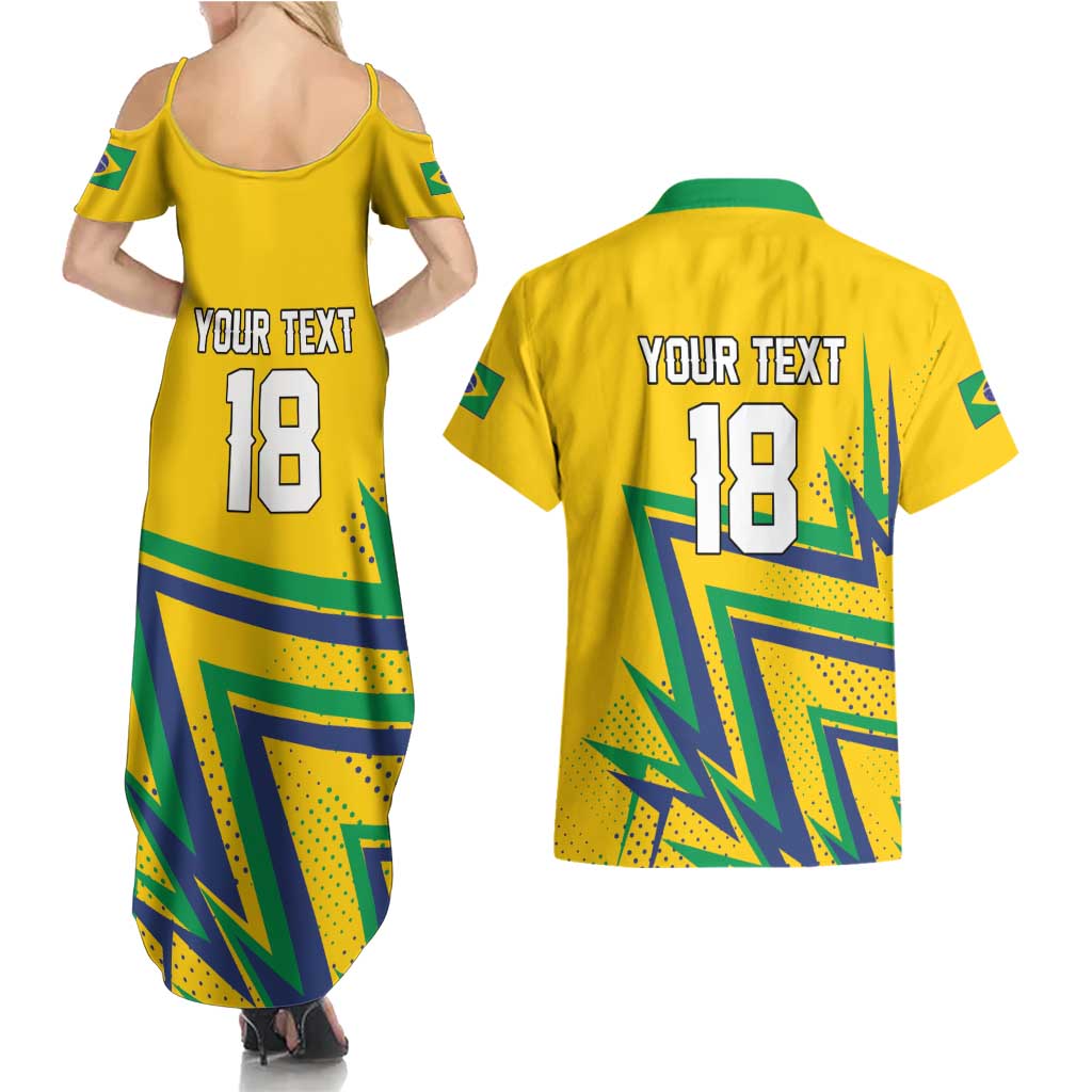 Custom Brazil Football Spirit Couples Matching Summer Maxi Dress and Hawaiian Shirt Selecao Canarinho Sporty Style - Wonder Print Shop