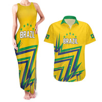 Custom Brazil Football Spirit Couples Matching Tank Maxi Dress and Hawaiian Shirt Selecao Canarinho Sporty Style - Wonder Print Shop
