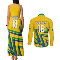 Custom Brazil Football Spirit Couples Matching Tank Maxi Dress and Long Sleeve Button Shirt Selecao Canarinho Sporty Style - Wonder Print Shop