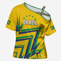 Custom Brazil Football Spirit Cross Shoulder Shirt Selecao Canarinho Sporty Style - Wonder Print Shop
