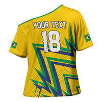 Custom Brazil Football Spirit Cross Shoulder Shirt Selecao Canarinho Sporty Style - Wonder Print Shop