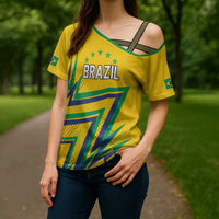 Custom Brazil Football Spirit Cross Shoulder Shirt Selecao Canarinho Sporty Style - Wonder Print Shop