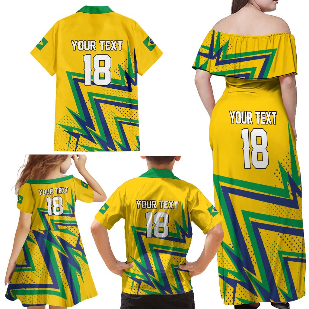 Custom Brazil Football Spirit Family Matching Off Shoulder Maxi Dress and Hawaiian Shirt Selecao Canarinho Sporty Style - Wonder Print Shop
