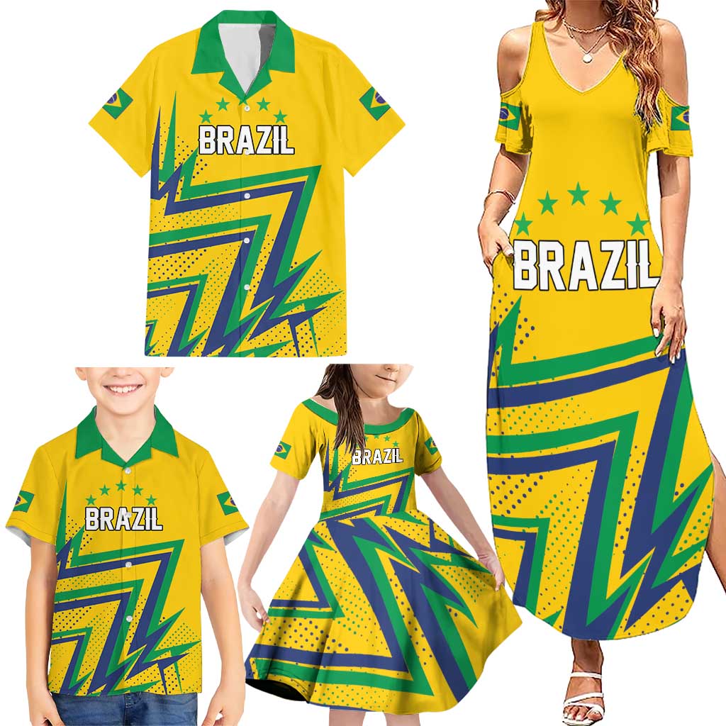 Custom Brazil Football Spirit Family Matching Summer Maxi Dress and Hawaiian Shirt Selecao Canarinho Sporty Style - Wonder Print Shop