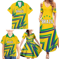 Custom Brazil Football Spirit Family Matching Summer Maxi Dress and Hawaiian Shirt Selecao Canarinho Sporty Style - Wonder Print Shop