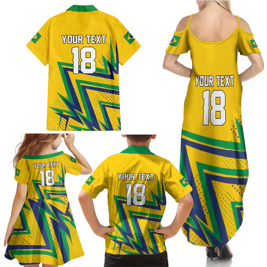 Custom Brazil Football Spirit Family Matching Summer Maxi Dress and Hawaiian Shirt Selecao Canarinho Sporty Style - Wonder Print Shop