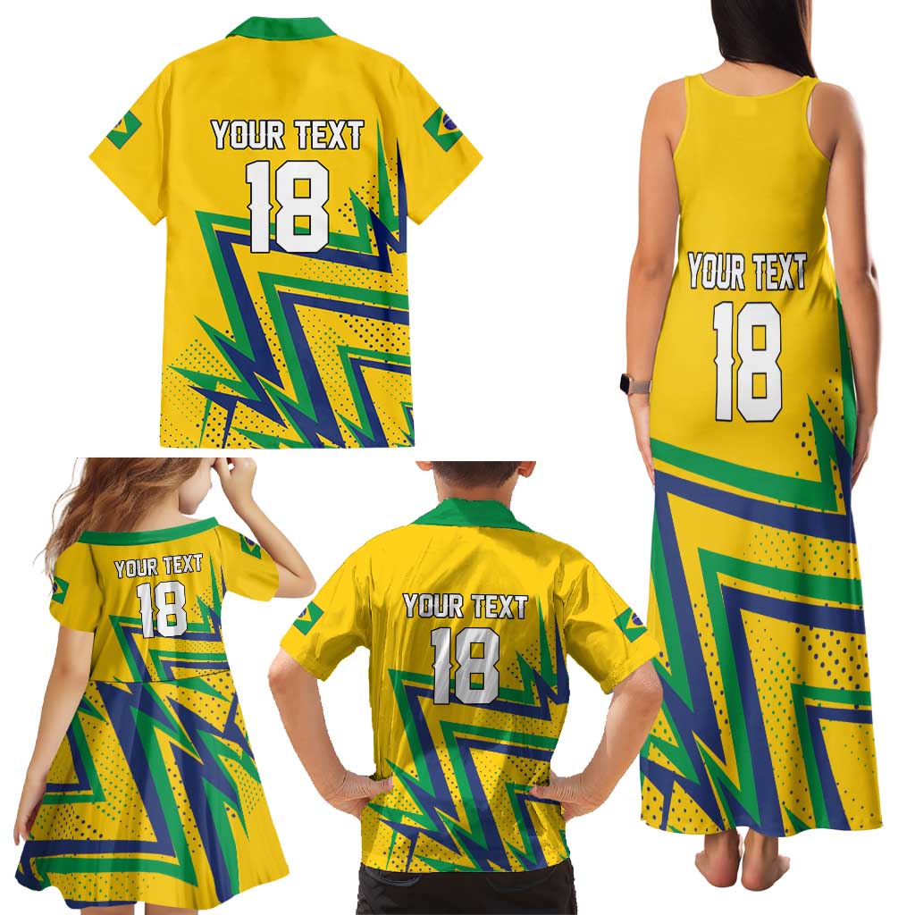 Custom Brazil Football Spirit Family Matching Tank Maxi Dress and Hawaiian Shirt Selecao Canarinho Sporty Style - Wonder Print Shop