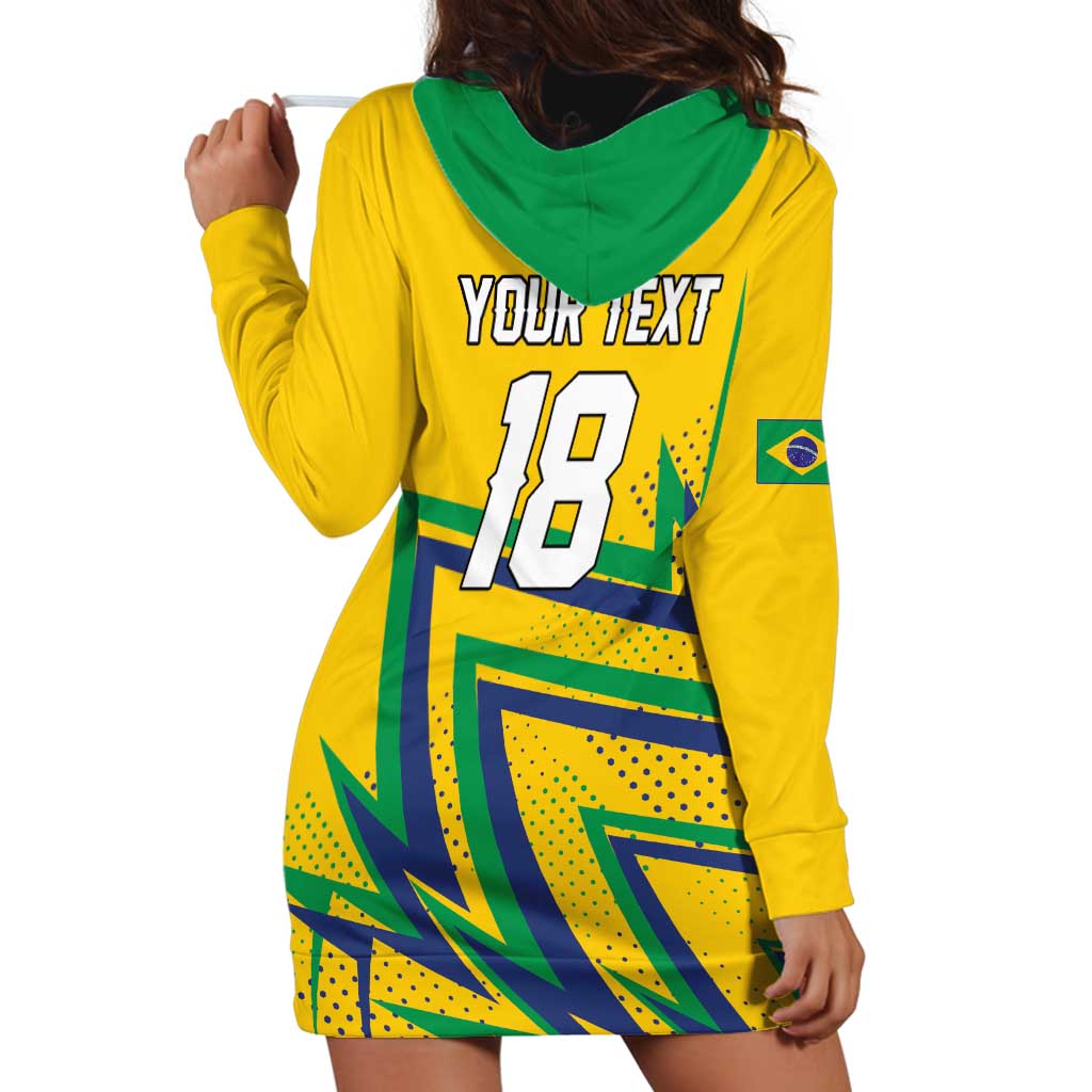 Custom Brazil Football Spirit Hoodie Dress Selecao Canarinho Sporty Style - Wonder Print Shop