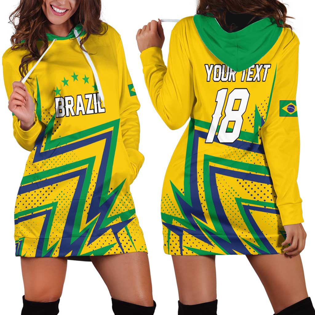 Custom Brazil Football Spirit Hoodie Dress Selecao Canarinho Sporty Style - Wonder Print Shop