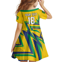 Custom Brazil Football Spirit Kid Short Sleeve Dress Selecao Canarinho Sporty Style - Wonder Print Shop