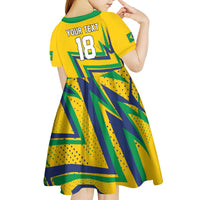 Custom Brazil Football Spirit Kid Short Sleeve Dress Selecao Canarinho Sporty Style - Wonder Print Shop