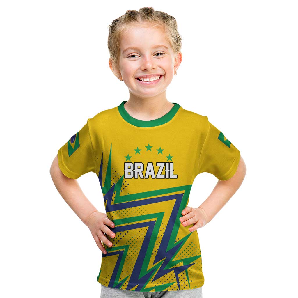 Custom Brazil Football Spirit Kid T Shirt Selecao Canarinho Sporty Style - Wonder Print Shop