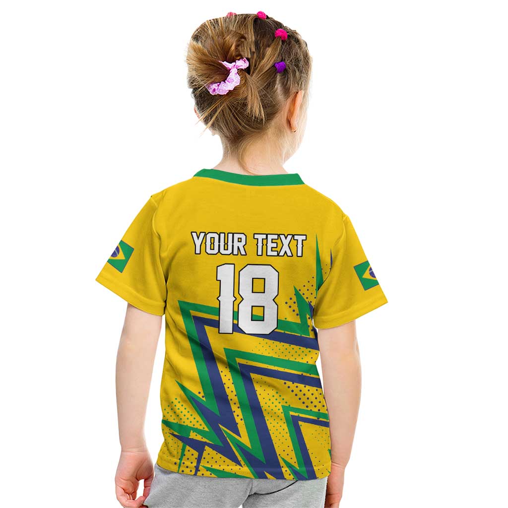 Custom Brazil Football Spirit Kid T Shirt Selecao Canarinho Sporty Style - Wonder Print Shop