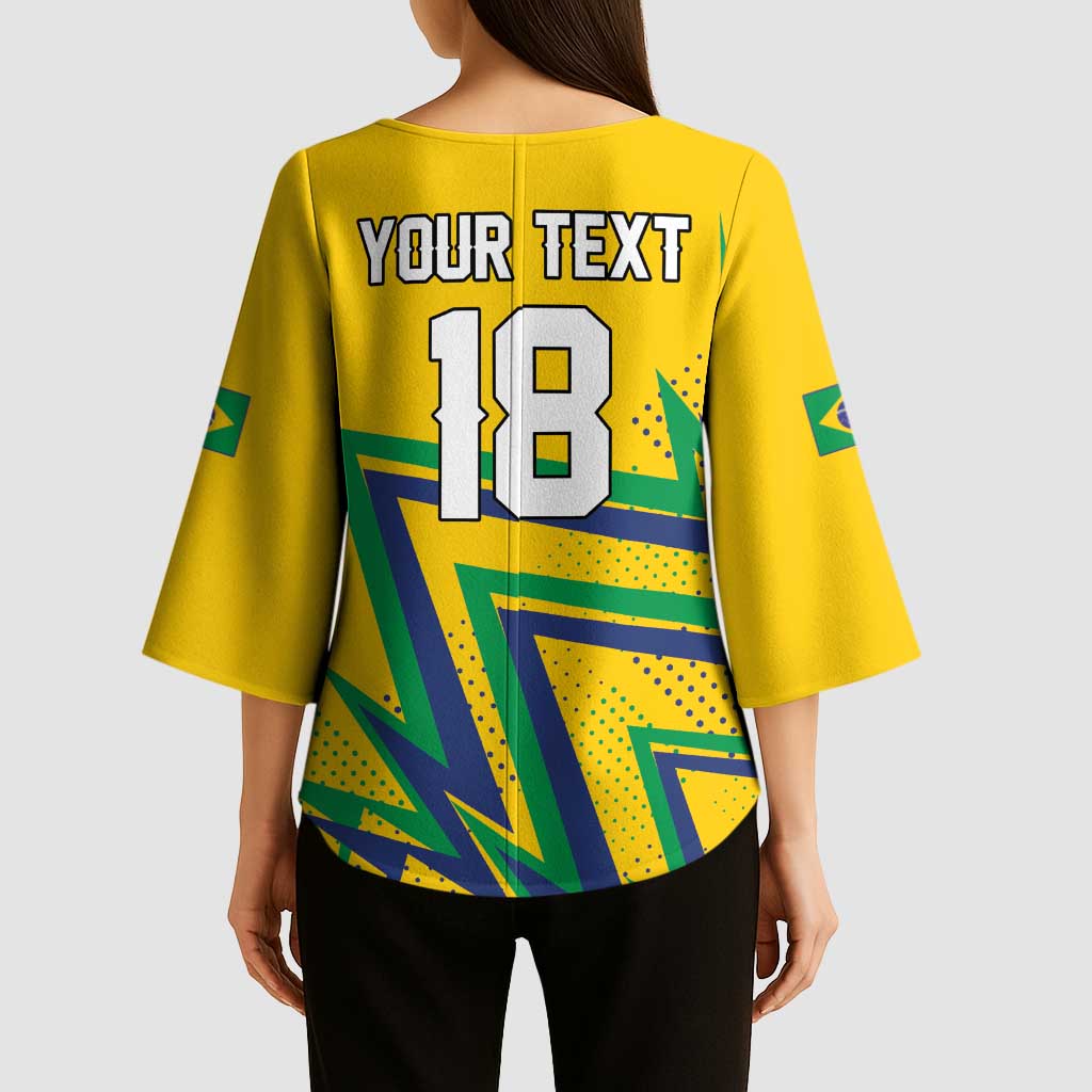 Custom Brazil Football Spirit Kimono Sleeve Blouse Selecao Canarinho Sporty Style - Wonder Print Shop