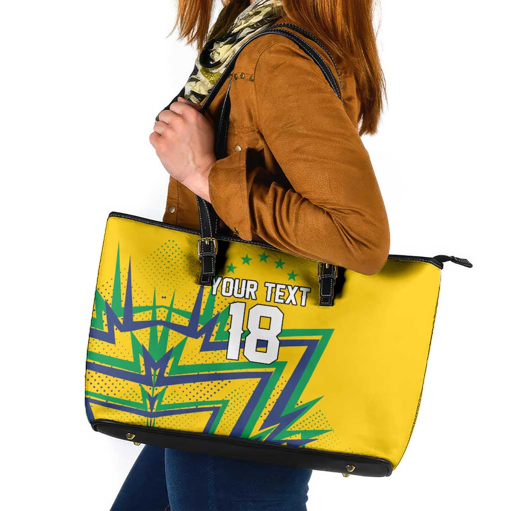Custom Brazil Football Spirit Leather Tote Bag Selecao Canarinho Sporty Style - Wonder Print Shop