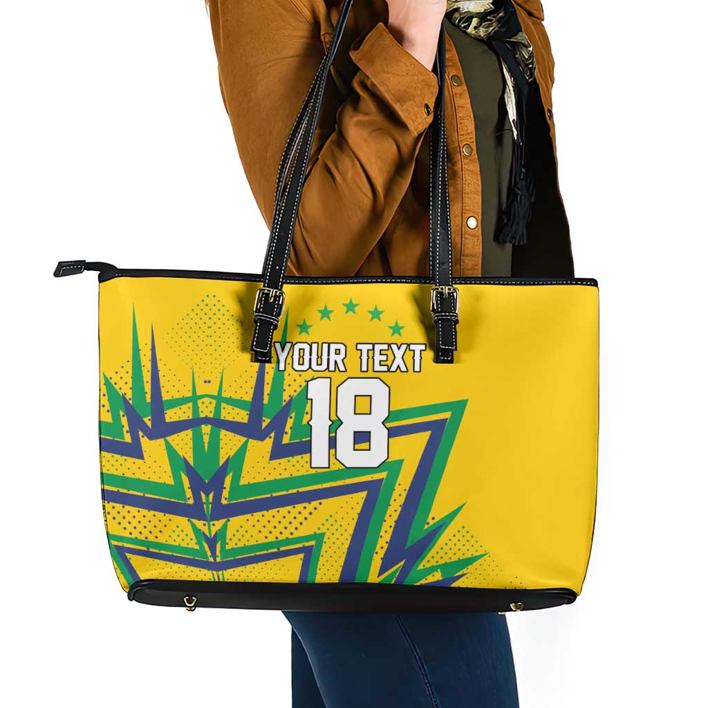 Custom Brazil Football Spirit Leather Tote Bag Selecao Canarinho Sporty Style - Wonder Print Shop