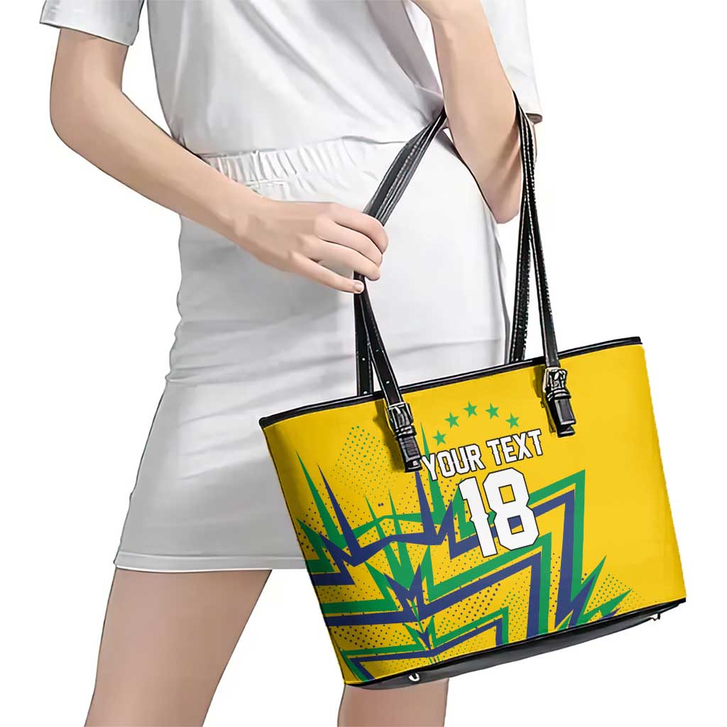 Custom Brazil Football Spirit Leather Tote Bag Selecao Canarinho Sporty Style - Wonder Print Shop