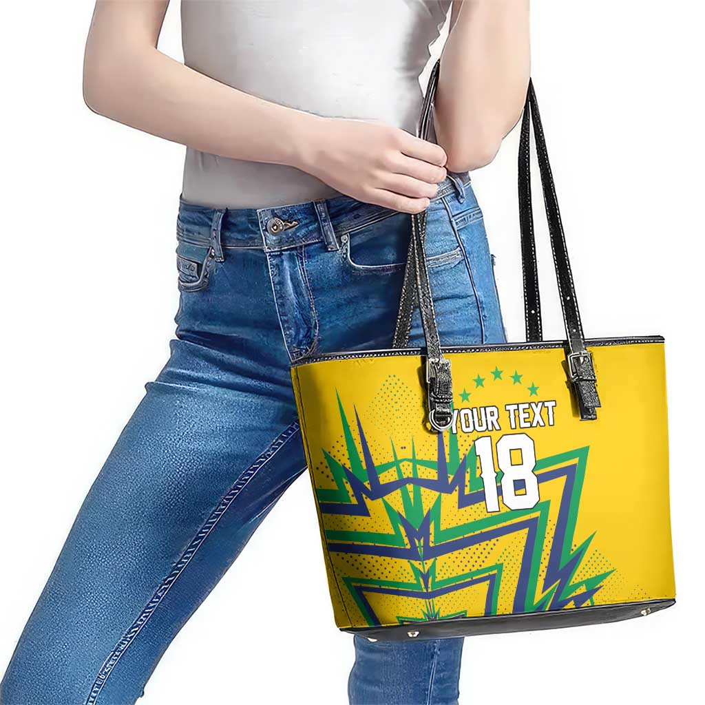 Custom Brazil Football Spirit Leather Tote Bag Selecao Canarinho Sporty Style - Wonder Print Shop