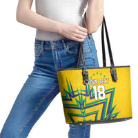 Custom Brazil Football Spirit Leather Tote Bag Selecao Canarinho Sporty Style - Wonder Print Shop