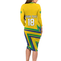 Custom Brazil Football Spirit Long Sleeve Bodycon Dress Selecao Canarinho Sporty Style - Wonder Print Shop