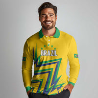 Custom Brazil Football Spirit Long Sleeve Polo Shirt Selecao Canarinho Sporty Style - Wonder Print Shop