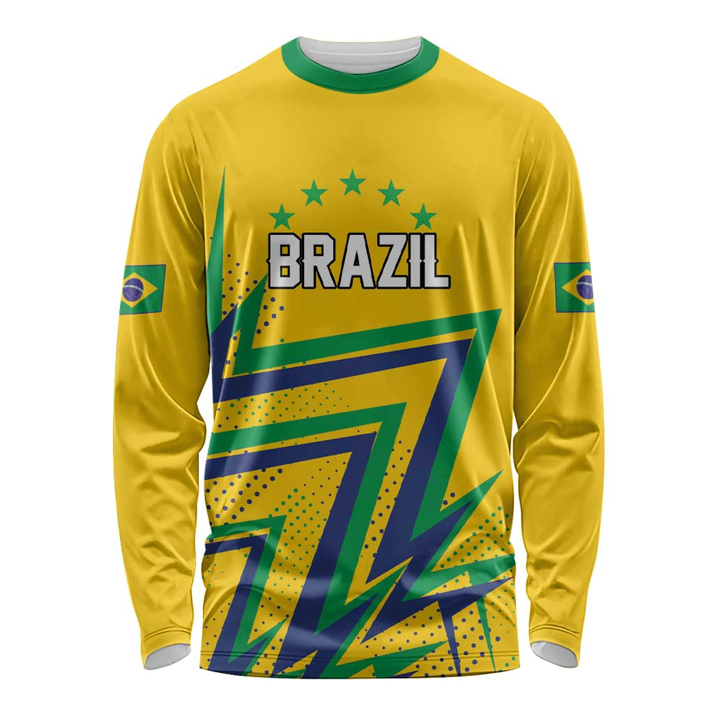 Custom Brazil Football Spirit Long Sleeve Shirt Selecao Canarinho Sporty Style - Wonder Print Shop