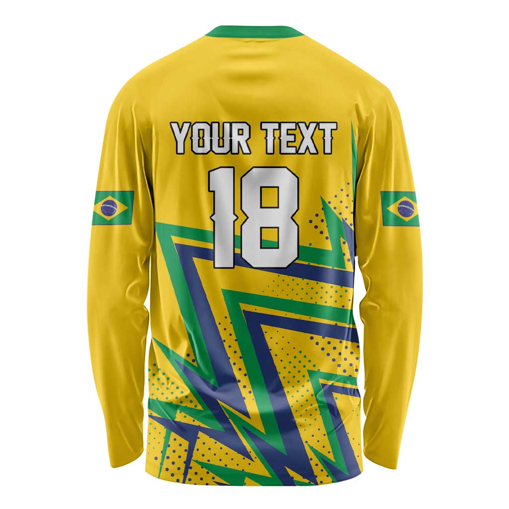 Custom Brazil Football Spirit Long Sleeve Shirt Selecao Canarinho Sporty Style - Wonder Print Shop