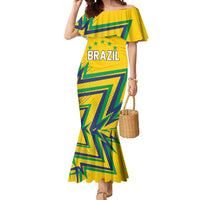 Custom Brazil Football Spirit Mermaid Dress Selecao Canarinho Sporty Style - Wonder Print Shop