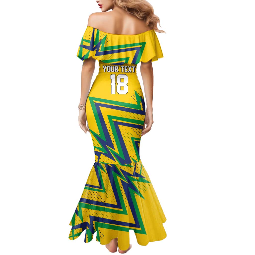 Custom Brazil Football Spirit Mermaid Dress Selecao Canarinho Sporty Style - Wonder Print Shop