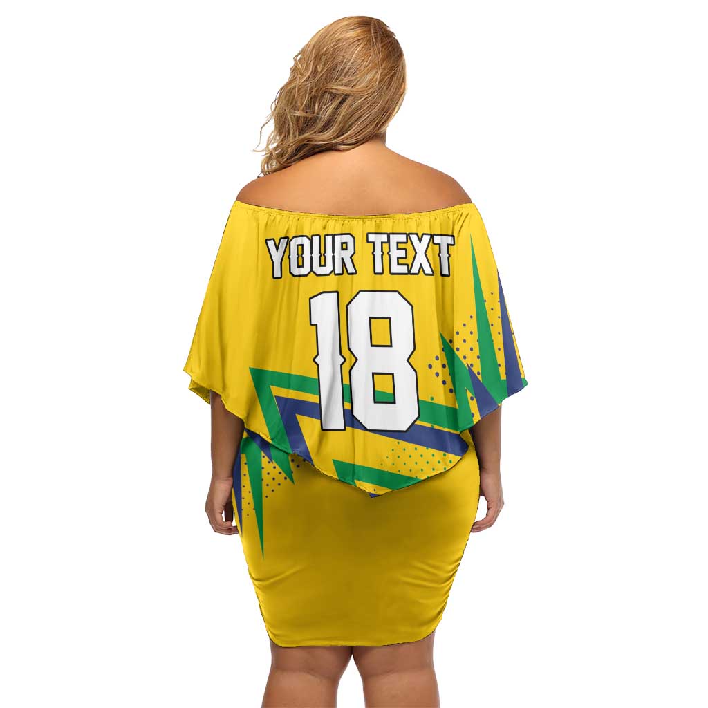 Custom Brazil Football Spirit Off Shoulder Short Dress Selecao Canarinho Sporty Style - Wonder Print Shop