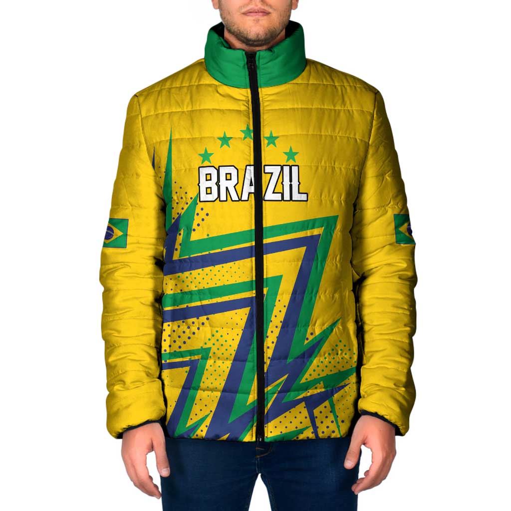 Custom Brazil Football Spirit Padded Jacket Selecao Canarinho Sporty Style - Wonder Print Shop
