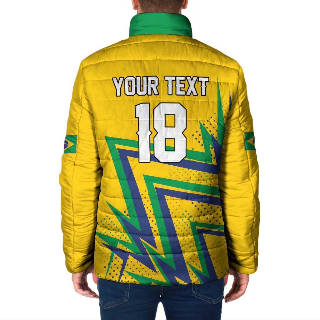 Custom Brazil Football Spirit Padded Jacket Selecao Canarinho Sporty Style - Wonder Print Shop